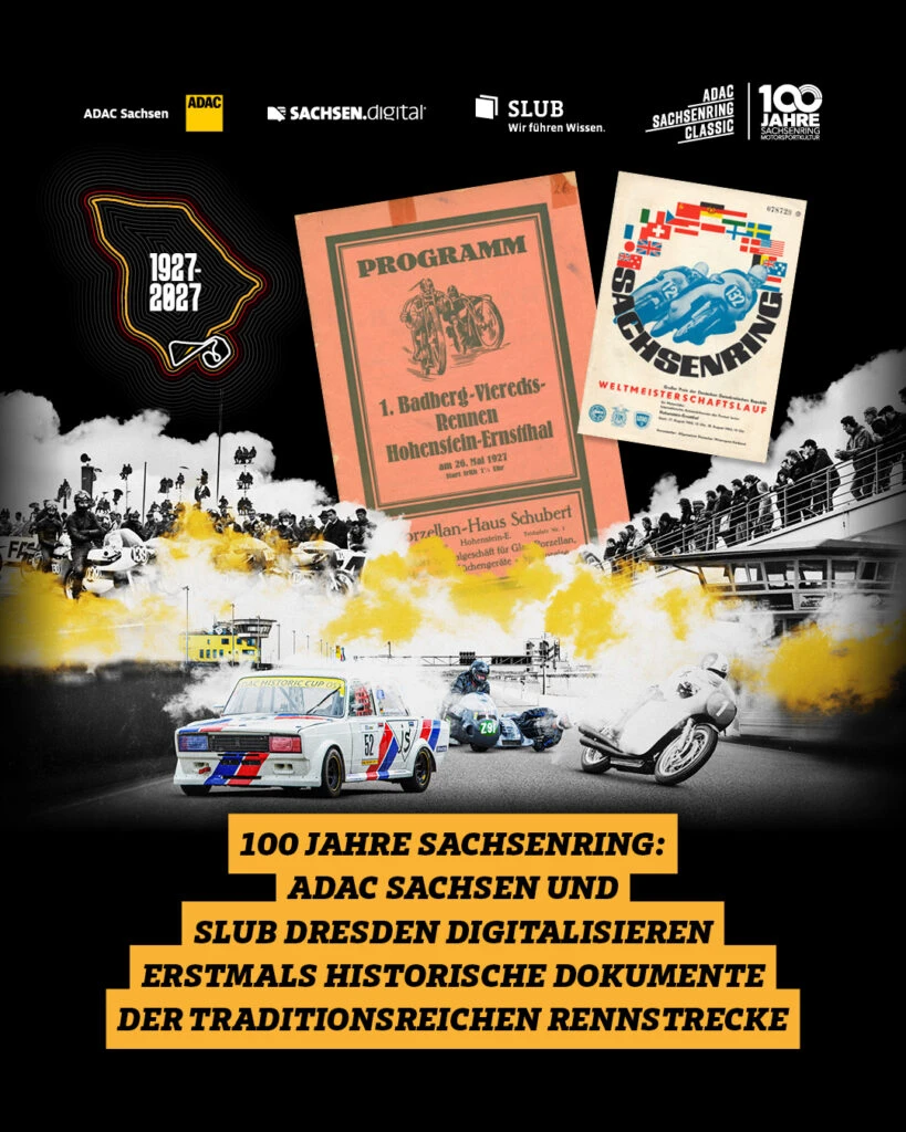 ADAC Sachsen und SLUB Dresden digitalisieren erstmals historische Dokumente des Sachsenrings